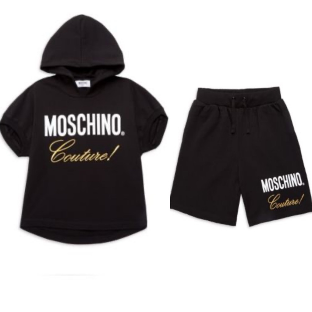 Moschino Felpa Logo Hooded Top Size 12 & Logo Shorts Size 10 (Set)